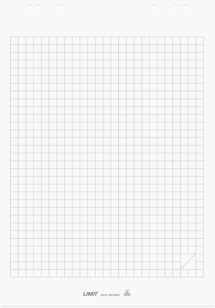 Limit Flipchart Papier, kariert, 20 Blatt je Block, 70 g/m², 5 Stück, Weiss