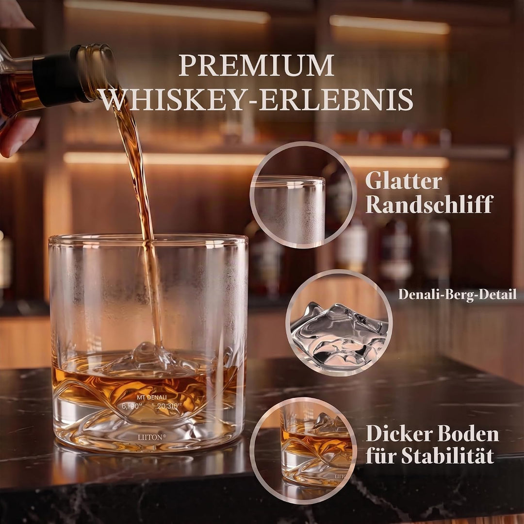LIITON Exklusiv Whisky Gläser Set Denali 2-teilig aus Kristallglas, Tumblergläser, Geschenke für Män