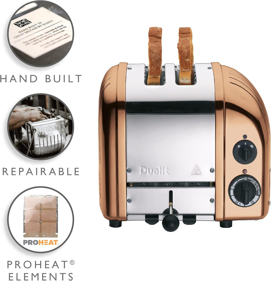 Dualit NewGen Kupfer-Toaster mit 2 Scheiben, handgefertigt in Grossbritannien – austauschbare ProHea