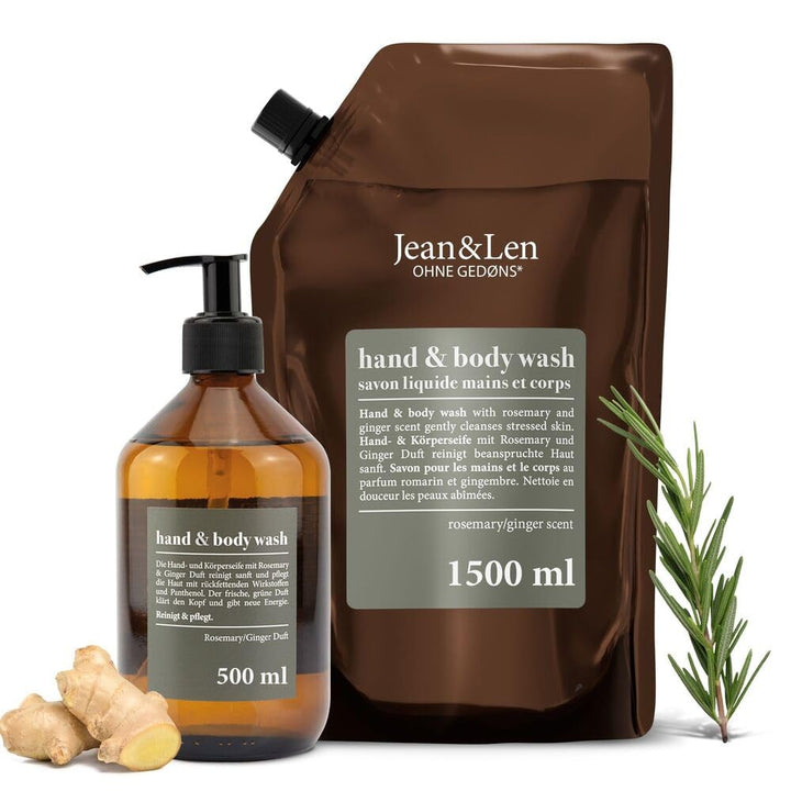 Jean &amp; Len Hand &amp; Body Wash Rosemary und Ginger, mit reinigt pflegt die Haut, ohne Parabene, Silikon
