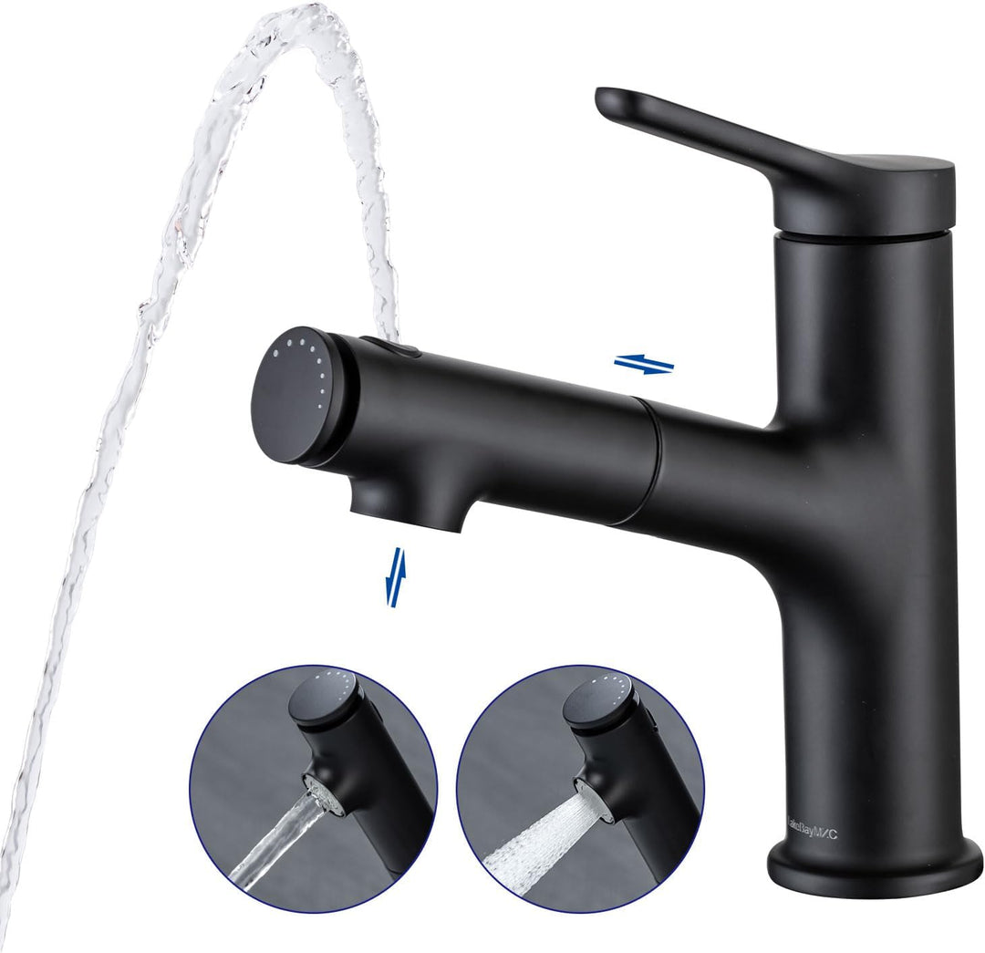 Waschtischarmatur mit Ausziehbar Brause Wasserhahn Bad,Einhebelmischer Badarmatur Waschbeckenarmatur