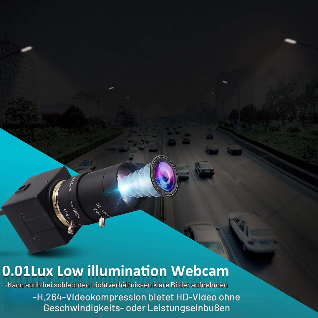 ELP USB Kamera 1080P Low Illumination Webcam 5-50mm Optischer Zoom Objektiv Variabler Fokus IMX323 U