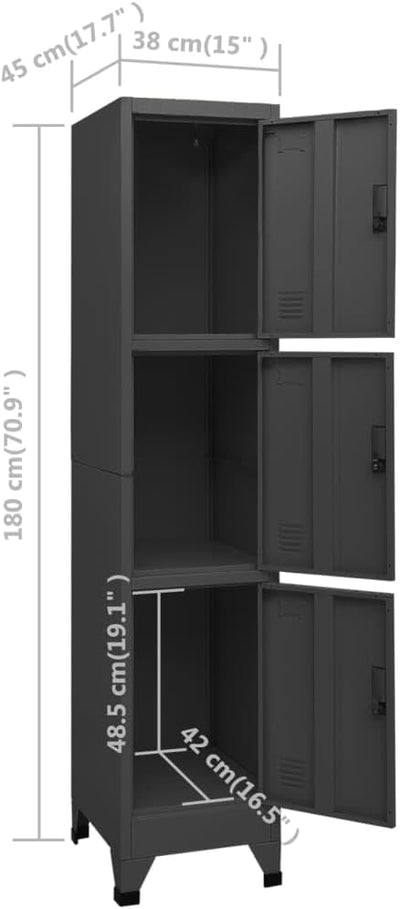 vidaXL Schliessfachschrank Spind Schrank Umkleideschrank Metallschrank Fächerschrank Aktenschrank Bü