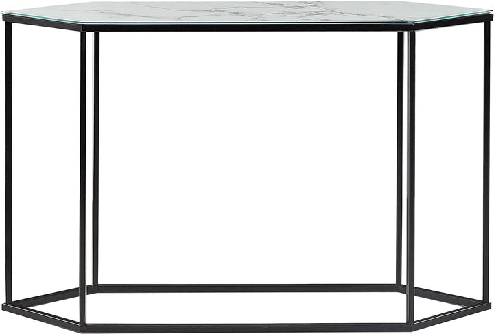 Schmaler Konsolentisch Marmor Optik weiss Metallgestell schwarz Galmour Perrin