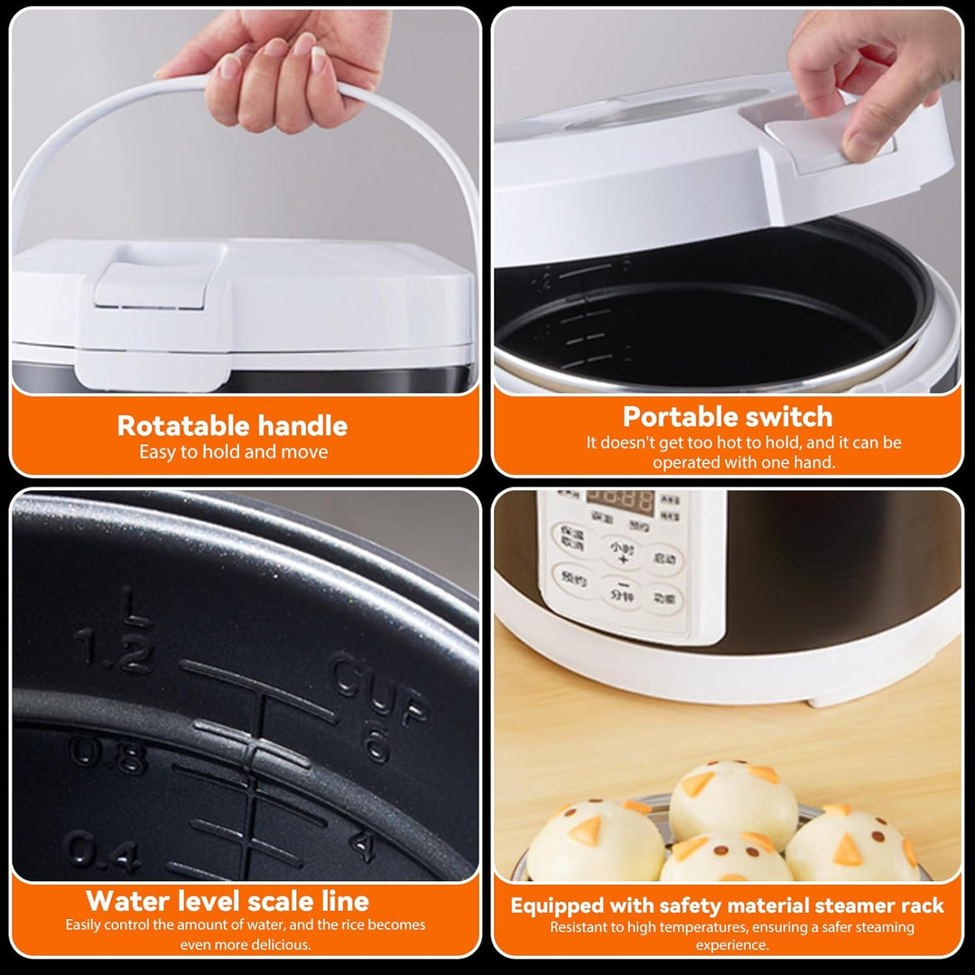Reiskocher, Reiskocher für Auto, 200 W, Reiskochers Kapazität 2/3 l, tragbarer elektrischer Reiskoch