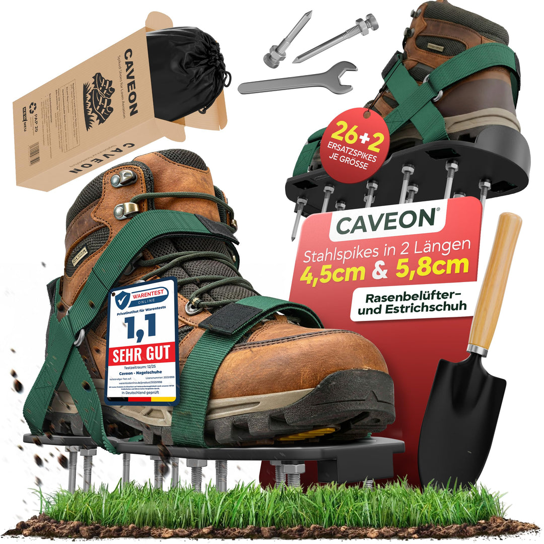 Caveon® Premium Nagelschuhe – Rasenbelüfter & Estrichschuhe mit Klettverschluss für sichtbar dichter