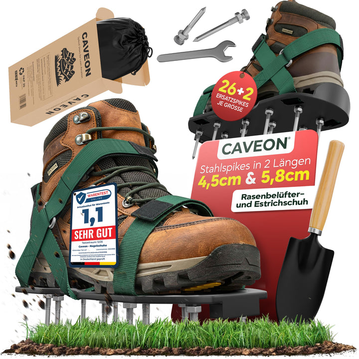 Caveon® Premium Nagelschuhe – Rasenbelüfter & Estrichschuhe mit Klettverschluss für sichtbar dichter