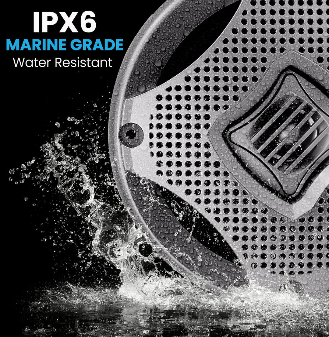 Lanzar AQ6CXS 2-Wege-Marine-Lautsprecher (400 W, 16,5 cm/6,5 Zoll), silberfarben