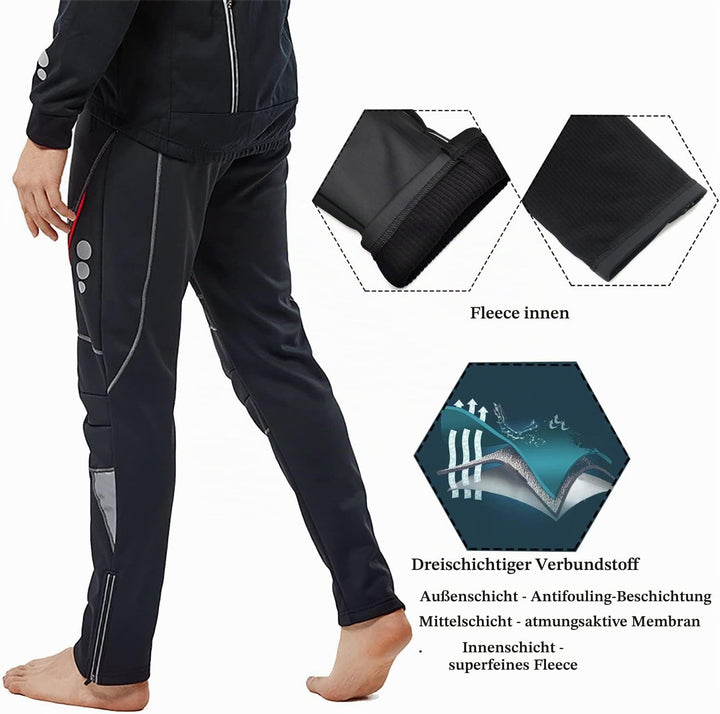 Fahrradhose Herren Winter Thmero Radhose lang Outdoorhose Winddicht Atmungsaktiv Wasserabweisend Sof