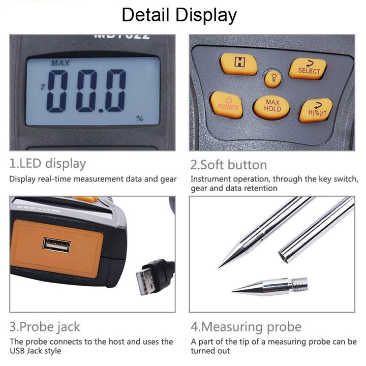 Getreide Feuchtemessgerät, Fydun Tragbar Feuchtigkeitsmessgeräte Digital LCD Display Feuchtetester S