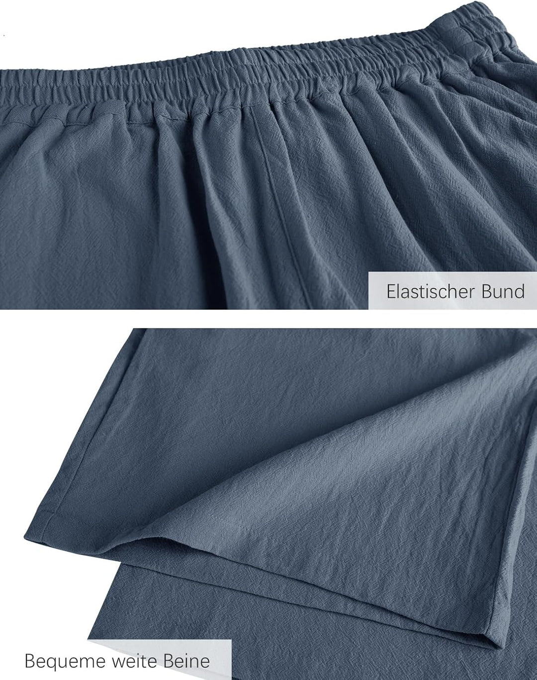 Ecupper Capris Hose Damen Sommer Übergrösse Baumwolle Lässig Hose Stoffhose Weitehosen S Dunkelblau,
