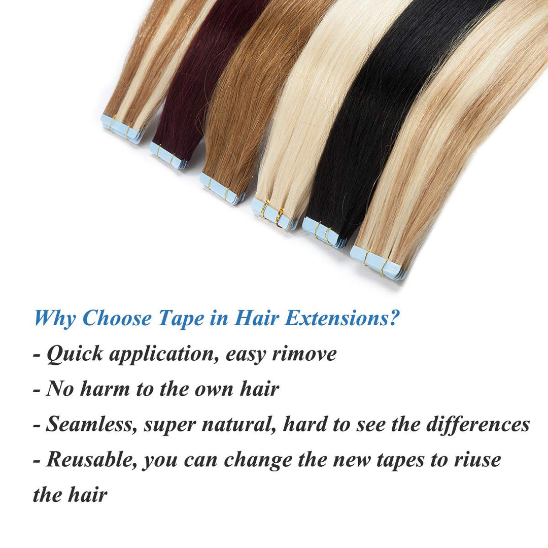 SEGO Tape Extensions Echthaar Klebeband 20 Stück Haarverlängerung 3G/pcs 100% Remy Human Haar Haarte