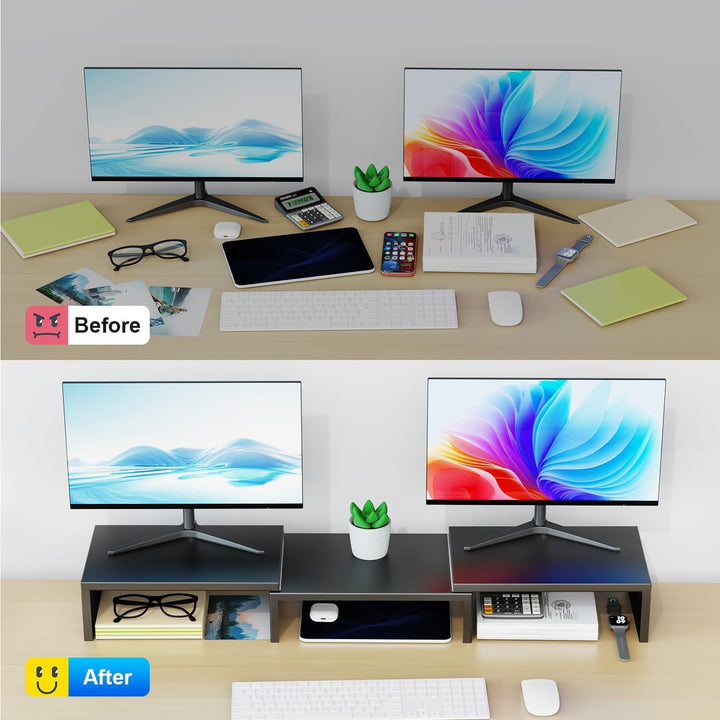 Doppel Monitor Ständer für den Schreibtisch, Computerständer aus Metall, Schreibtisch-Erhöhung, Schr