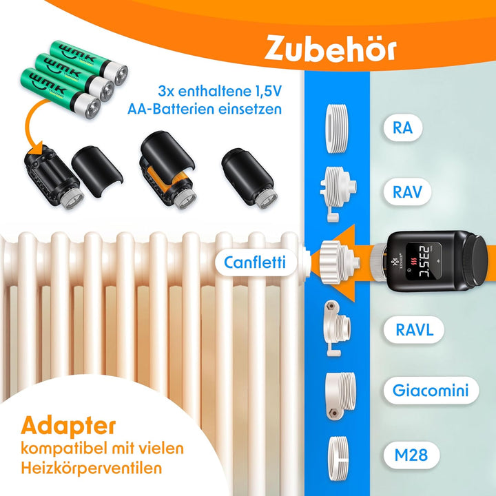 KESSER® Heizkörperthermostat 3er Set WiFi Heizungsregler | Heizungsthermostat WLAN mit Smart Home Ap