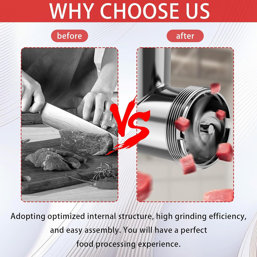 Fleischwolf Aufsatz, Kitchen Aid Zubehör aus Edelstahl mit 4 Mahlscheiben 3 Wurstfüllrohre 3 Klingen