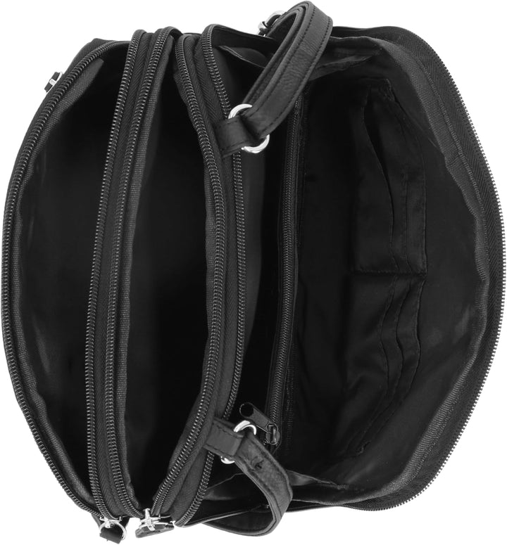 MultiSac Damen Zippy Triple Compartment Crossbody Bag Schultertasche Schwarz, Schwarz