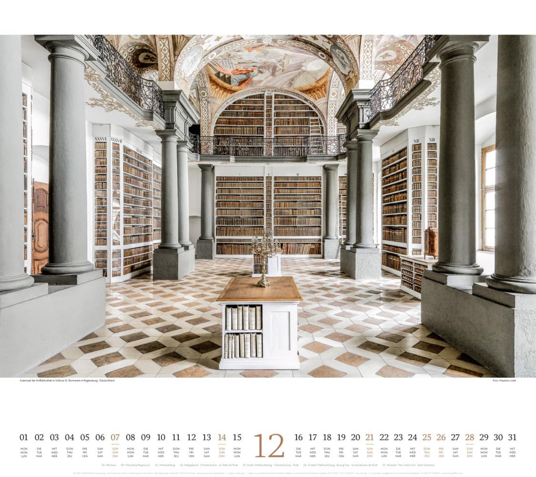 Welt der Bücher Kalender 2025, Wandkalender im Querformat (54x48 cm) - Mit den eindrucksvollsten Bib