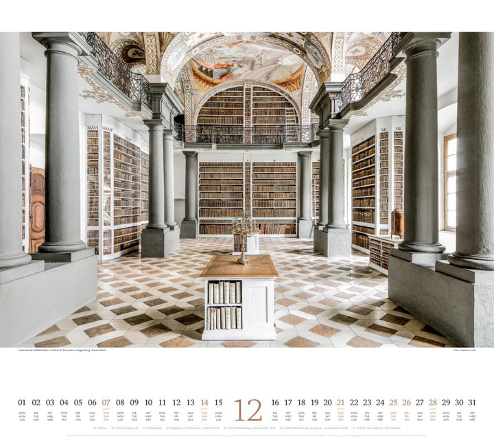 Welt der Bücher Kalender 2025, Wandkalender im Querformat (54x48 cm) - Mit den eindrucksvollsten Bib