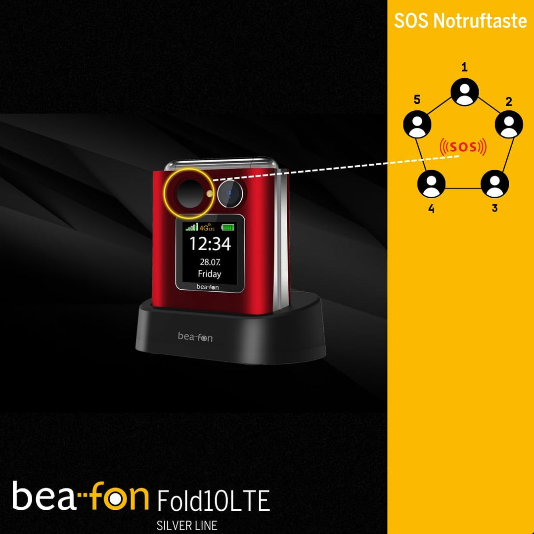 Beafon, Fold10 LTE, Klapphandy, SOS Notruftaste, XL Farbinnendisplay2,2 (5,58cm), XL Farbaussendispa