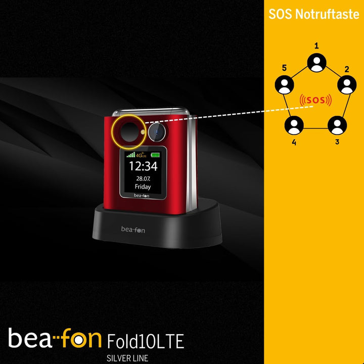 Beafon, Fold10 LTE, Klapphandy, SOS Notruftaste, XL Farbinnendisplay2,2 (5,58cm), XL Farbaussendispa