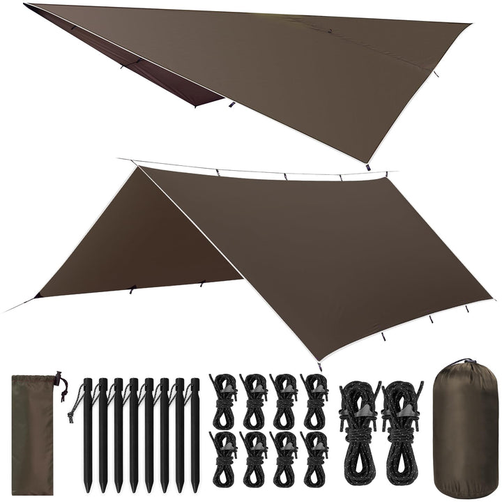 Tarp 3x3/3x5M Wasserdicht, Ultraleicht Camping Zeltplane, Anti-UV Sonnen Regen Schutz Schnee, mit Ös