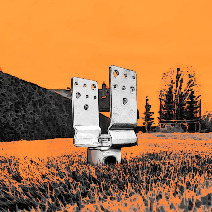 Maxerio 60 cm U-Set 6er Schraubfundamente inkl. 81 mm Pfostenträger; Ø 60 x 2; M12 8cm 6er U-Set, 8c