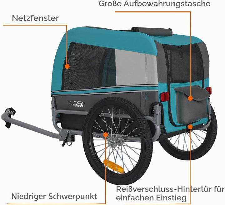 Tiggo VS Pets M Hundeanhänger Fahrradanhänger für Hunde Hundefahrradanhänger 80201 BLAU, BLAU