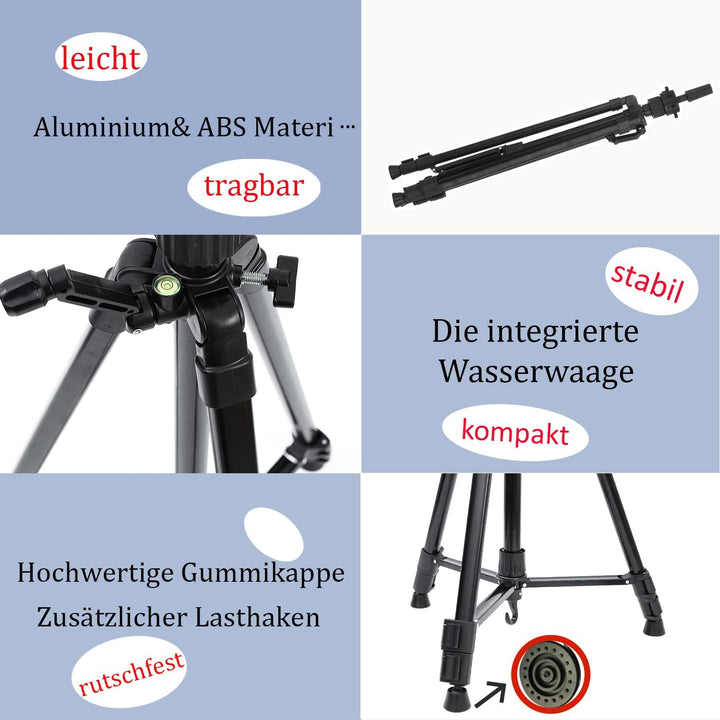 Übungskopfständer Übungskopfhalter Übungskopf Stativ Aluminium & Kunststoff/ 58-160cm/ Klappbar/Tele