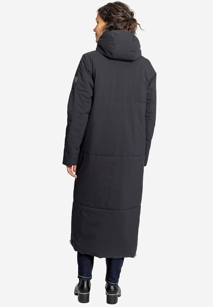 ELKLINE Damen Wintermantel Beautiful | warmer Steppmantel wattiert lang mit Seiten Reissverschluss |