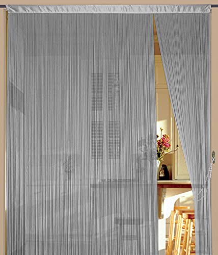 Kaikoon Fadenvorhang Fadenstore Messe B1 schwer entflammbar 150 cm x 300 cm (BxH) Silber Neu