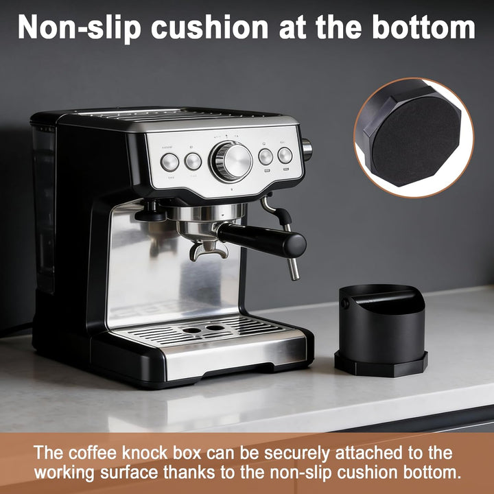 Abklopfbehälter für Siebträger Espresso, 0.75L Edelstahl Kaffee Knock Box mit Abnehmbarer Knock Bar