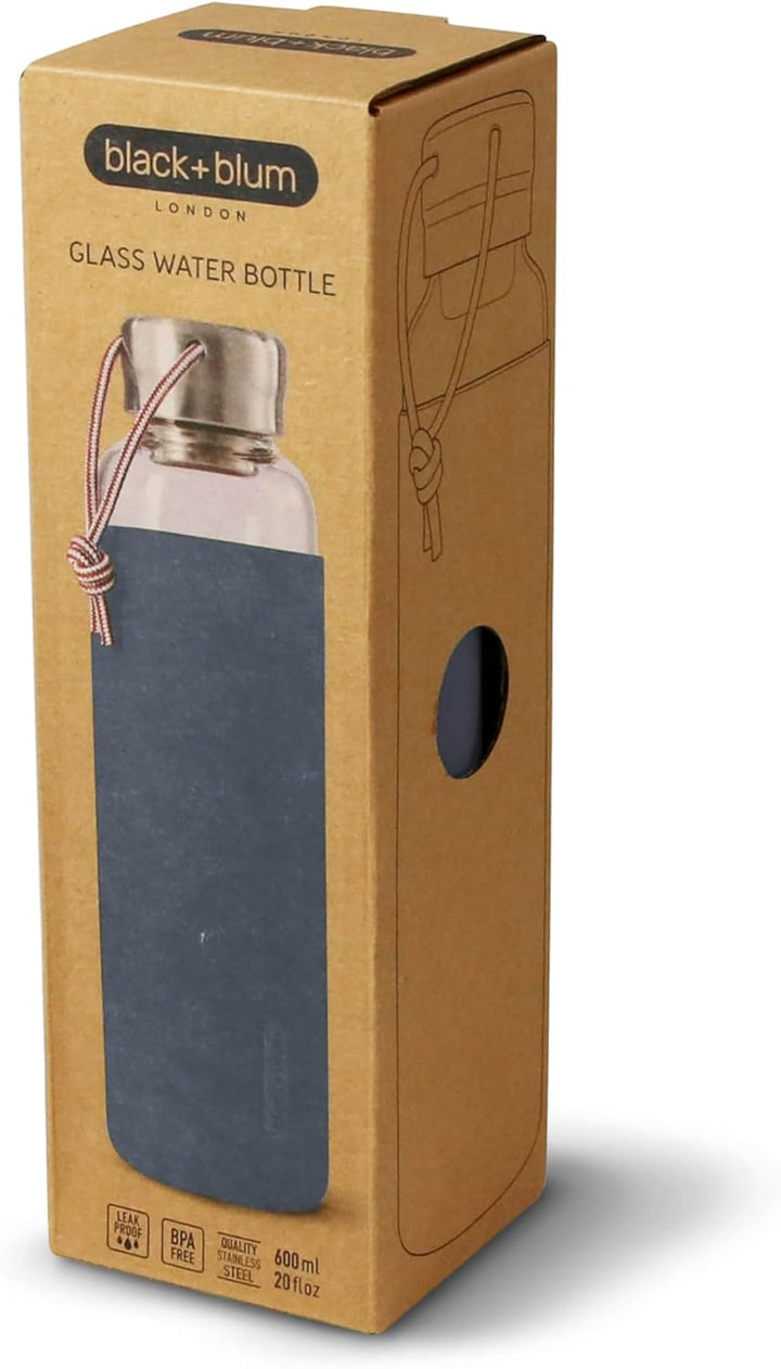Black+Blum Glas-Wasserflasche, Schiefer, 600 ml 600 ml Schiefer, 600 ml Schiefer