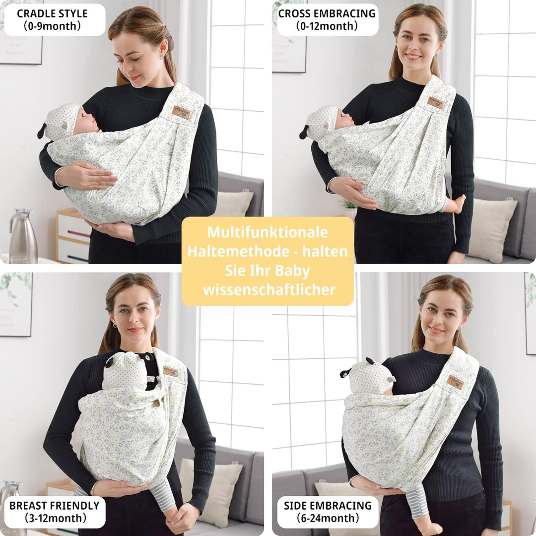 vrbabies Babytrage, Tragetuch Baby-Fronttrage von Neugeborenen bis Kleinkindern, New Upgrade verstel