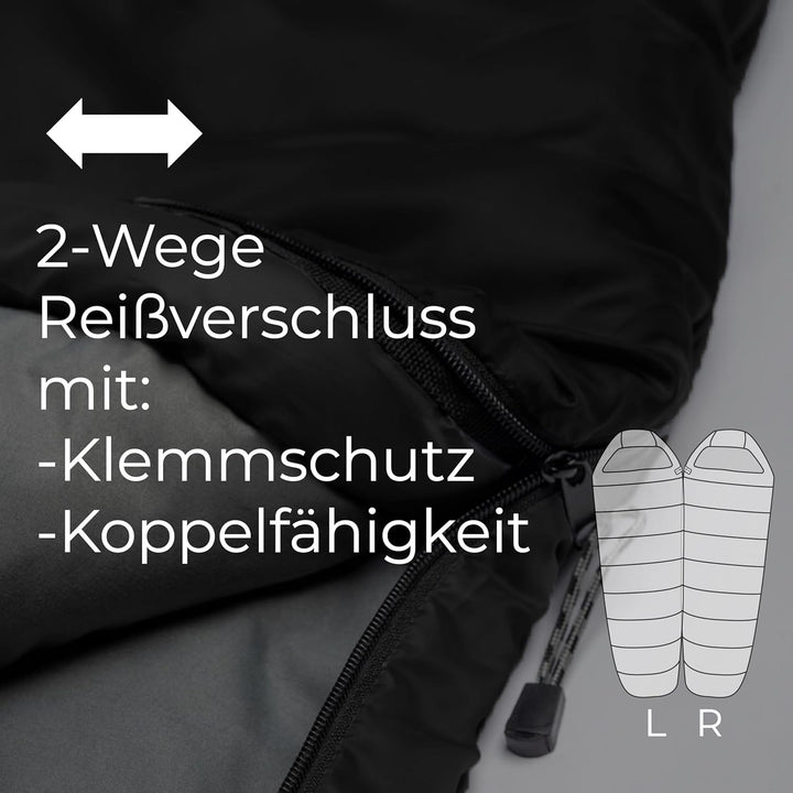 EXPLORER® Tramp Schlafsack -9°C +9°C [250GSM] 3 Jahreszeiten Leichter Mumienschlafsack für Erwachsen
