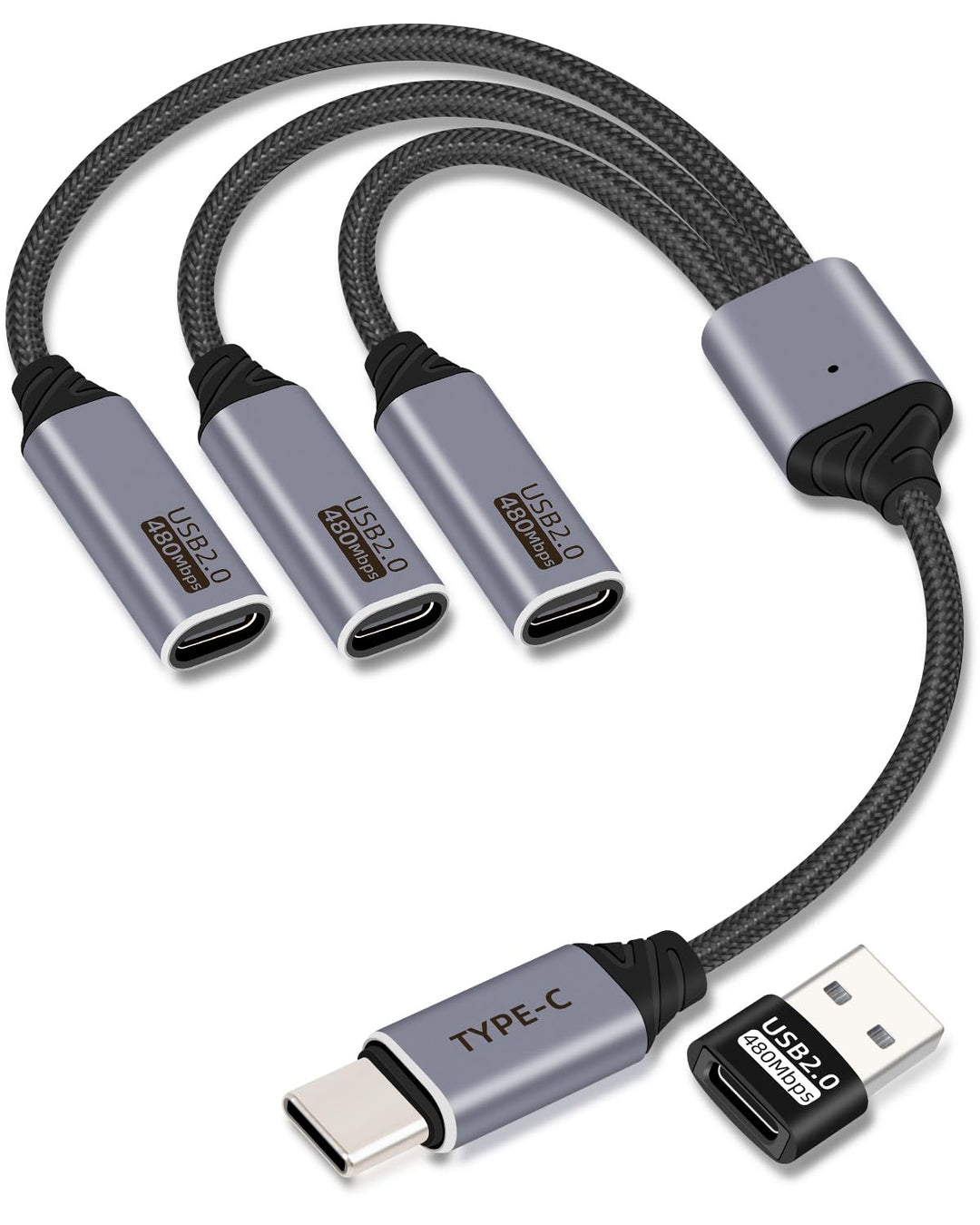 USB C Splitter 3 Port 1 Stecker auf 3 Buchse, 1 in 3 Ausgang USB C Extender Hub Daten und Stromverso