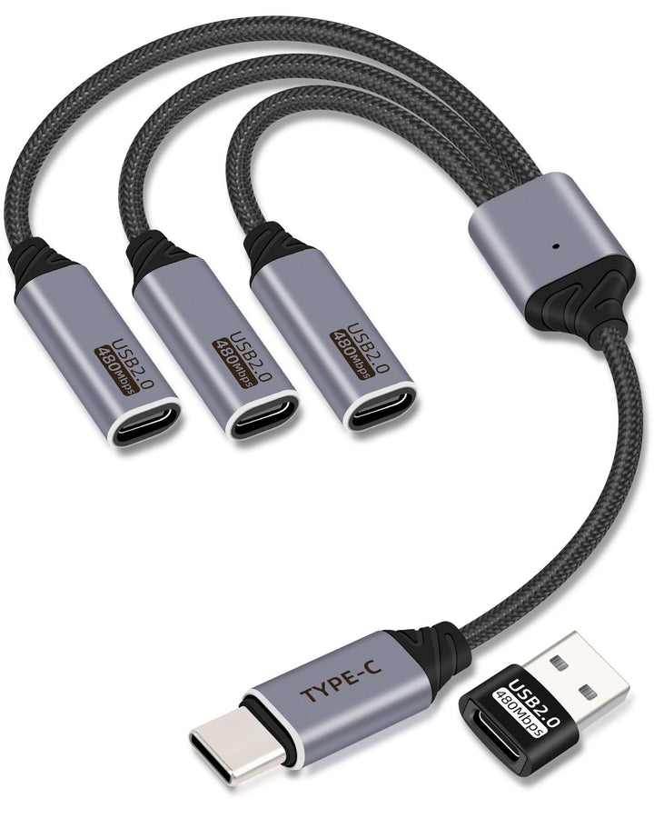 USB C Splitter 3 Port 1 Stecker auf 3 Buchse, 1 in 3 Ausgang USB C Extender Hub Daten und Stromverso