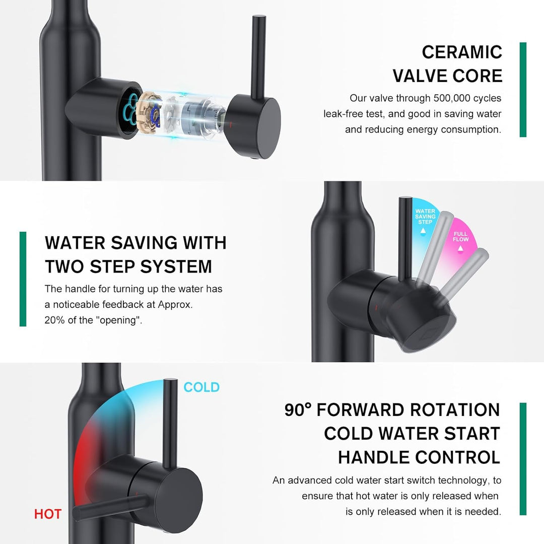 CREA Touch Sensor Wasserhahn Armatur Küche Ausziehbar, Küchenarmatur mit Brause Drei Wasserstrahlart