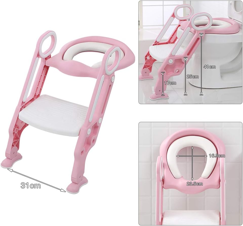 Toilettensitz Kinder mit Treppe, Kinder Toilettensitz Toilettentrainer, Weicher WC Sitz, Faltbar Kin