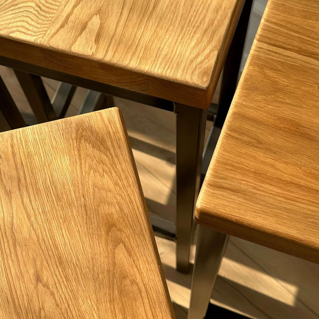 1 Original-BestLoft® Barhocker New York Handmade Industriedesign Loft Stahl Holz Eiche massiv (Hell