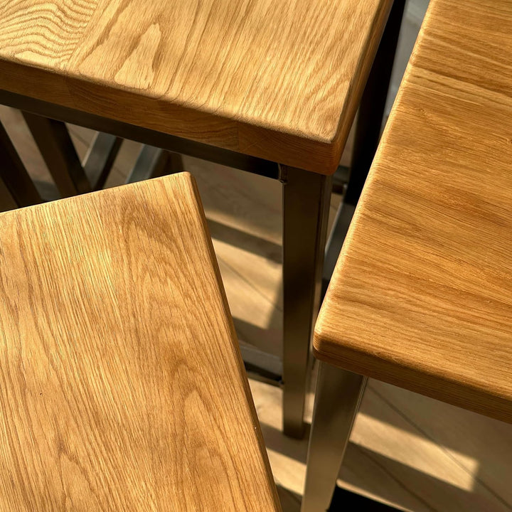 1 Original-BestLoft® Barhocker New York Handmade Industriedesign Loft Stahl Holz Eiche massiv (Hell