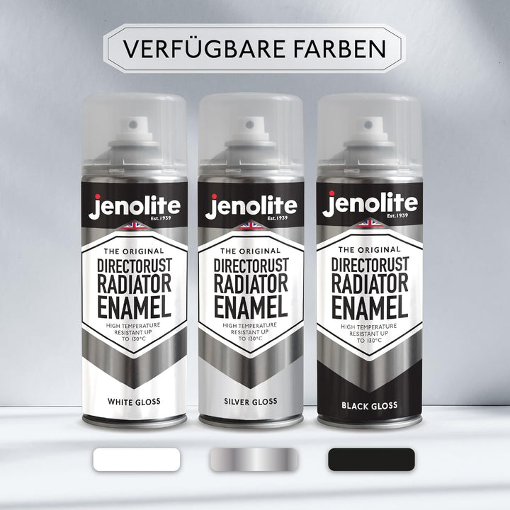JENOLITE Heizkörperlack | Emaille-Sprühfarbe für Heizkörper | Schwarz glänzend | 3 x 400ml 3 Schwarz