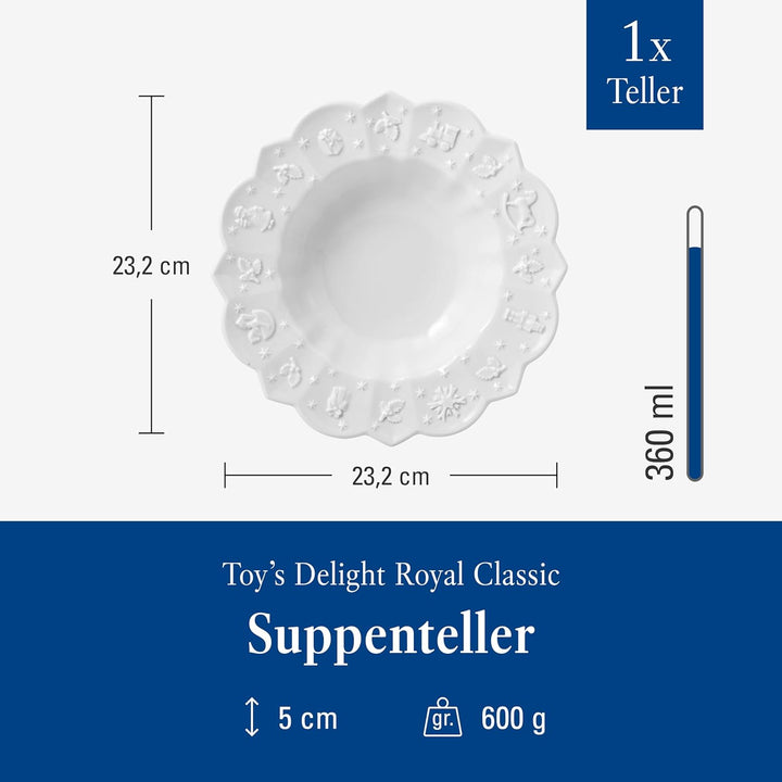 Villeroy & Boch Toys Delight Royal Classic Teller Tief, Weiss, 23,5 cm / 0,33 l Suppenteller, Suppen