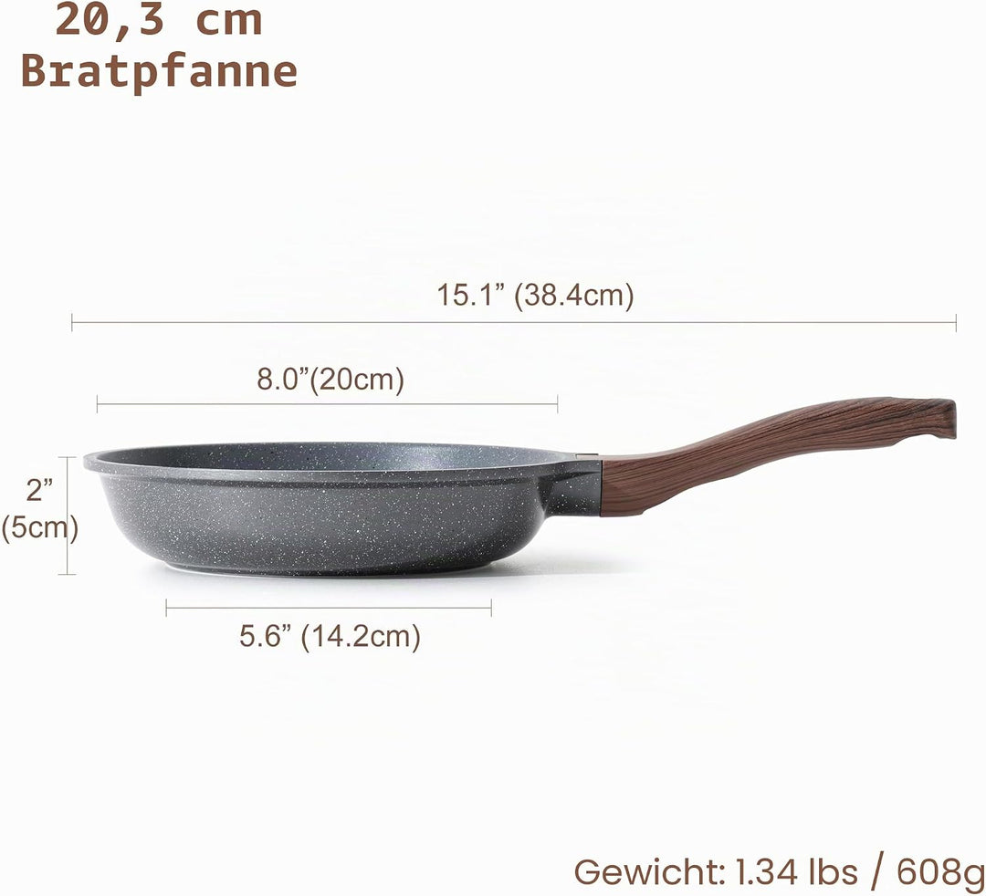 SENSARTE Antihaft Bratpfanne, 20cm Schweizer Granit-Beschichtung Omelette Pfanne, gesunde Stein Koch