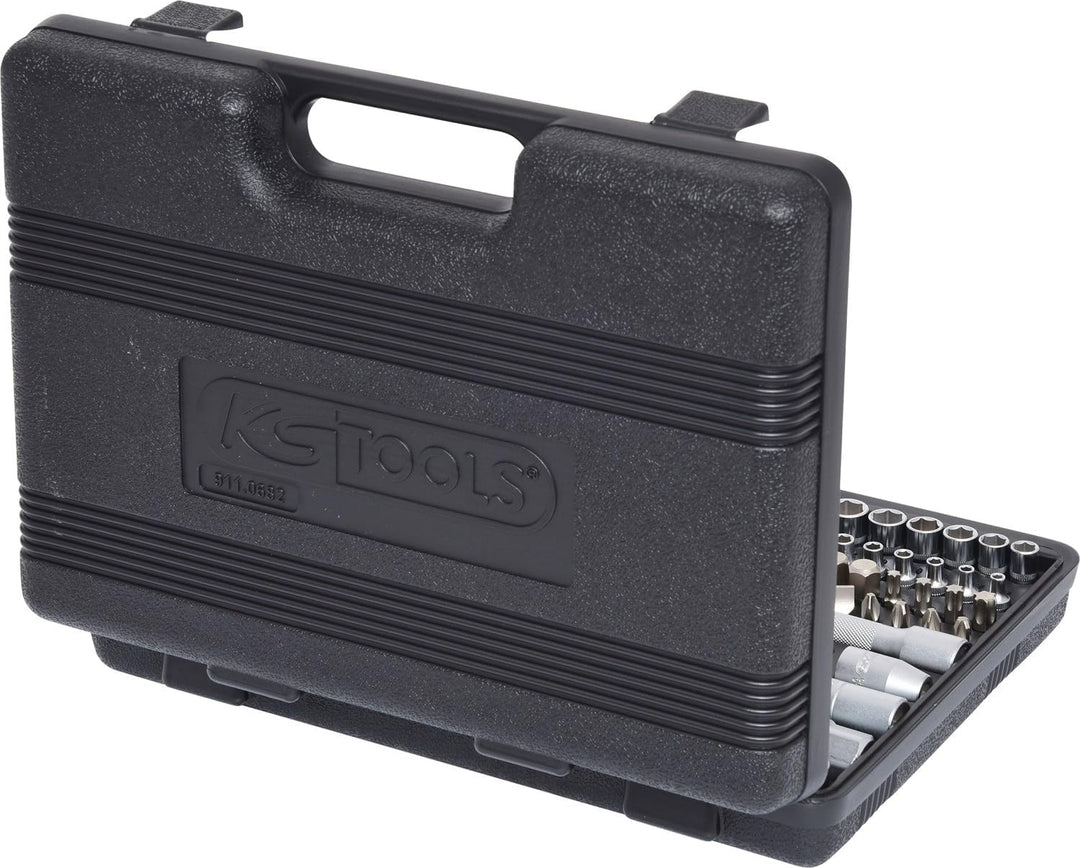 KS Tools 911.0682 1/4 Zoll + 1/2 Zoll Steckschlüssel-Satz | inklusive 2 Umschaltknarren, 45-Zahn | m