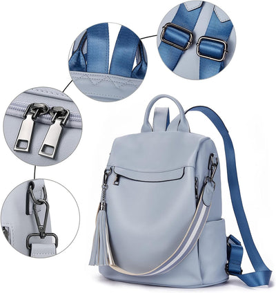 BOSTANTEN Damen Rucksack Leder Anti Diebstahl Reiserucksack 2 in 1 Schultertasche Gross Blau 1-blau2
