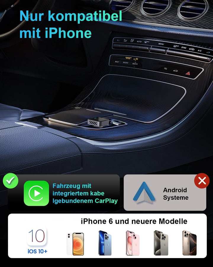 Nano Wireless CarPlay Adapter für iPhone, Wandelt kabelgebundenes CarPlay in kabelloses um, Stabile