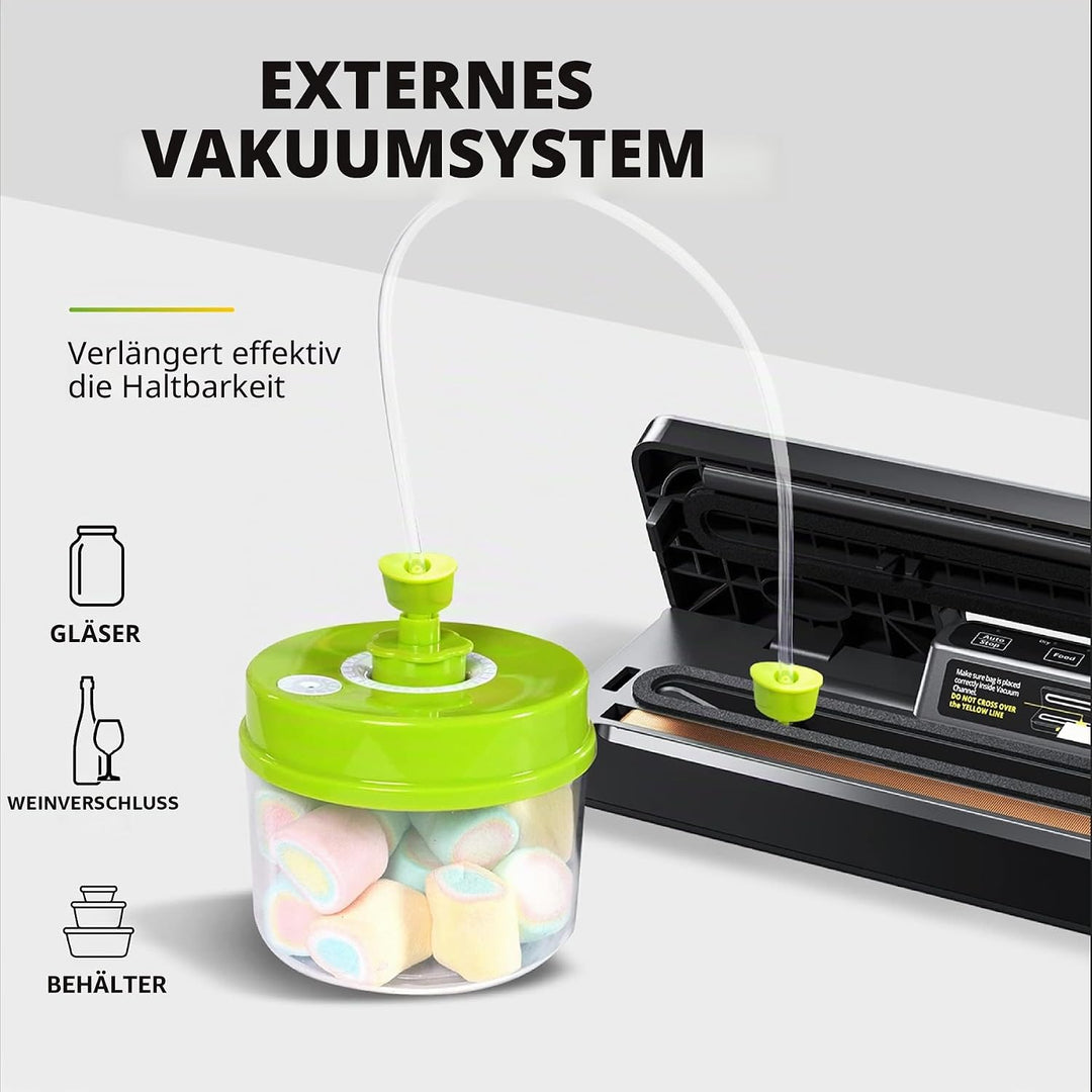Vakuumiergerät, Vakuumierer für Lebensmittel, 5 in 1 Vakumierergerät hält Lebensmittel 8X frisch, Fo