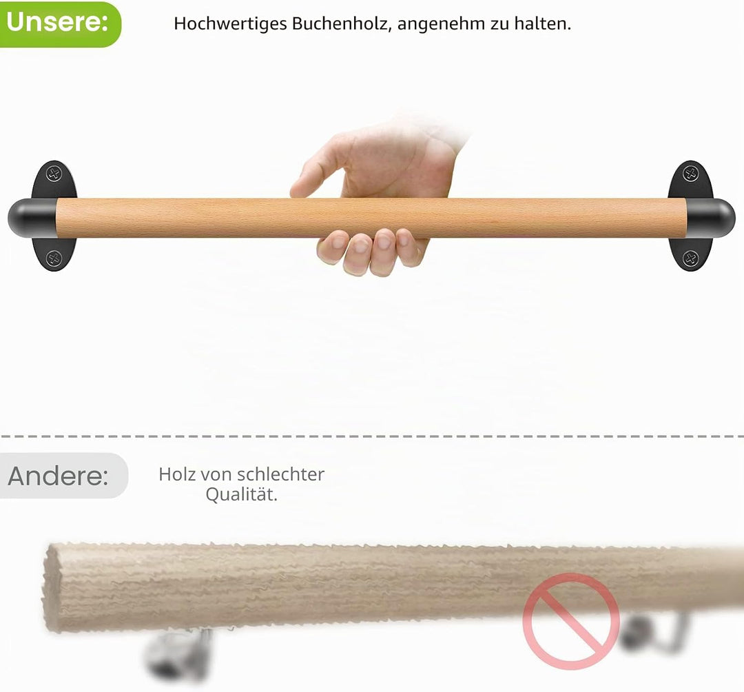 SELEWARE 26 Zoll Holz Handlauf Indoor-Treppen Handlauf Wandmontage Handlauf w/robuste Metall-Halteru