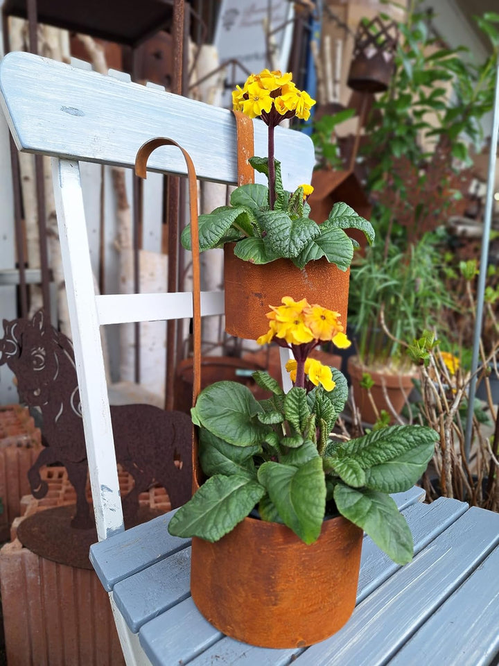 Bornhöft 2er Set Rost Deko Garten Pflanztopf zum Hängen Edelrost Gartendeko Hängetopf Übertopf rosti