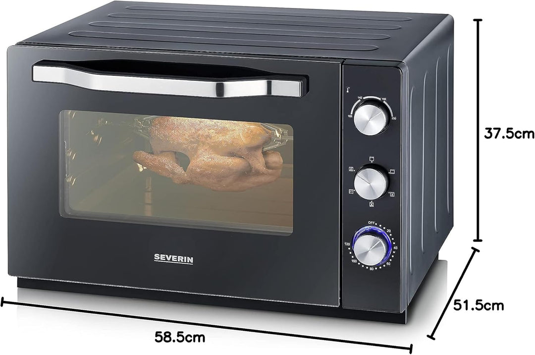 SEVERIN XXL Back- und Toastofen mit Umluftfunktion, Backofen mit Grillrost, Backblech, Drehspiess un